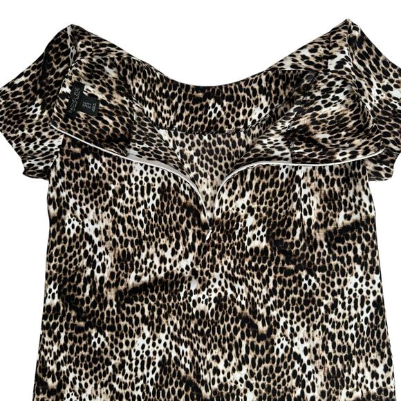 Rachel‎ Zoe Leopard Print Dress Size 8 Short Mob Wife Mini Back Zip Shift Brown - Picture 9 of 12